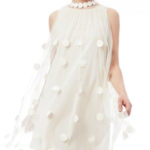 Gracia ivory polka dot chiffon sheer shift dress